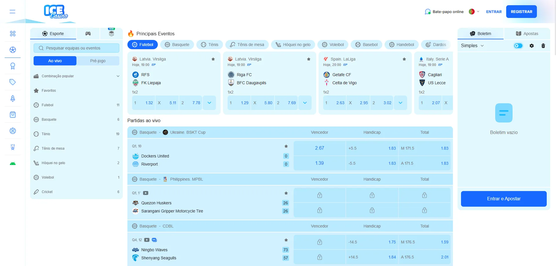 Apostas esportivas no ice casino bet com odds competitivas